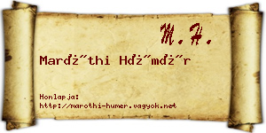 Maróthi Hümér névjegykártya